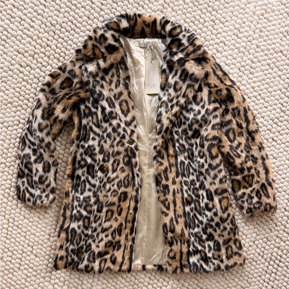 IVIVI Animal Print Faux Fur Jacket